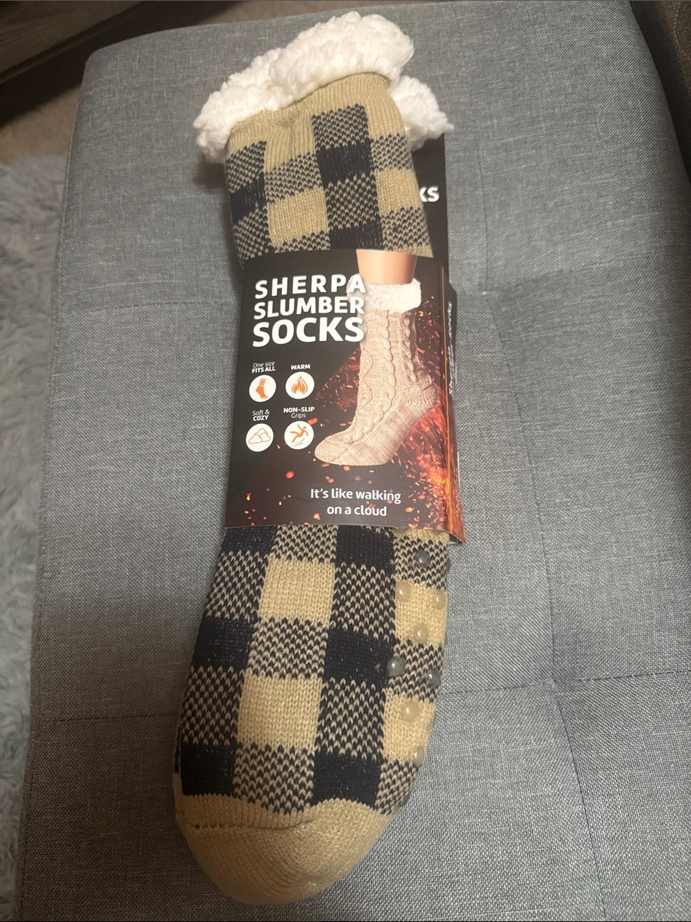 Women - Black & Tan Sherpa Socks